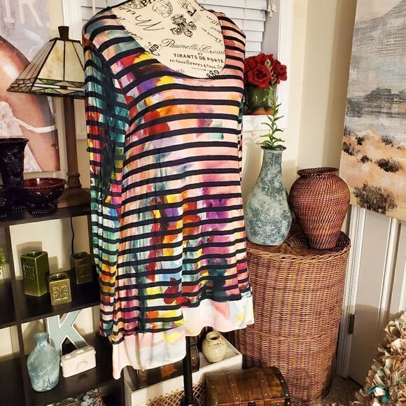 Desigual Striped Water Color Long Sleeve Tunic. - Picture 10 of 12